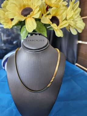 Limoges Shiny Gold Herringbone Necklace
